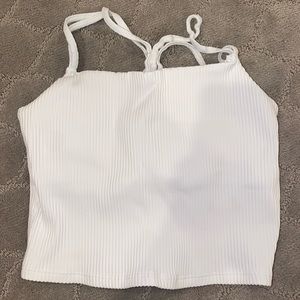 White Ribbed Workout Tank
